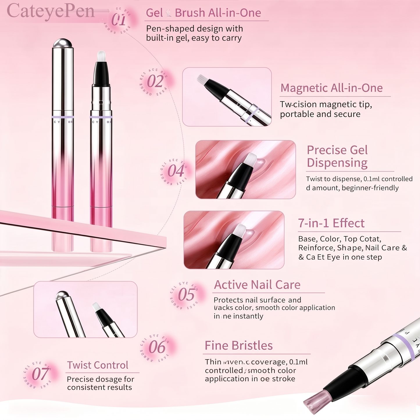 CateyePen&trade; 7-In-1 Magnetic Cat Eye Nail Gel Pen Portable